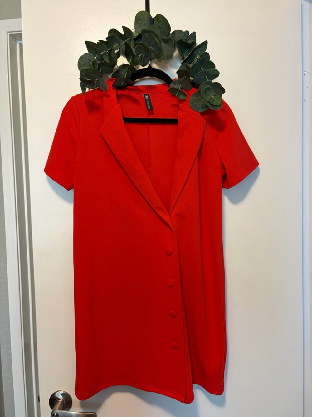 Zara Red Short-Sleeve Mini Dress